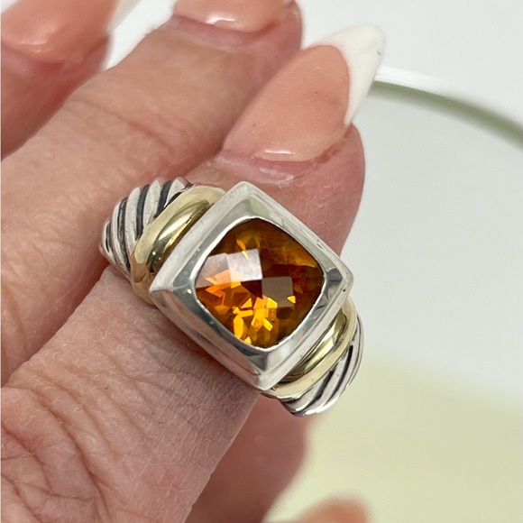 David Yurman Citrine Albion Ring .925/14K - Picture 2 of 9